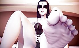 Sb Raven Handjob, monstrous ebony Pierced penis White Masked t-girl 3d Animation